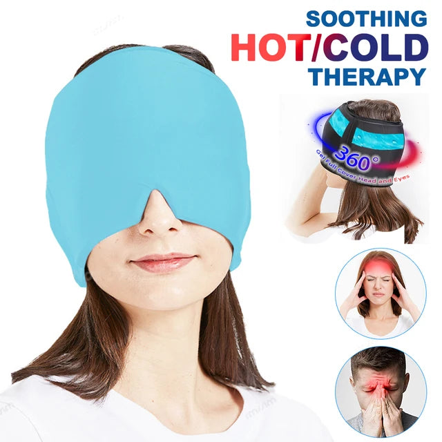 Migraine and headache relief hat with cold and heat