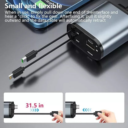 4 in 1 Retractable Car Charger 120W