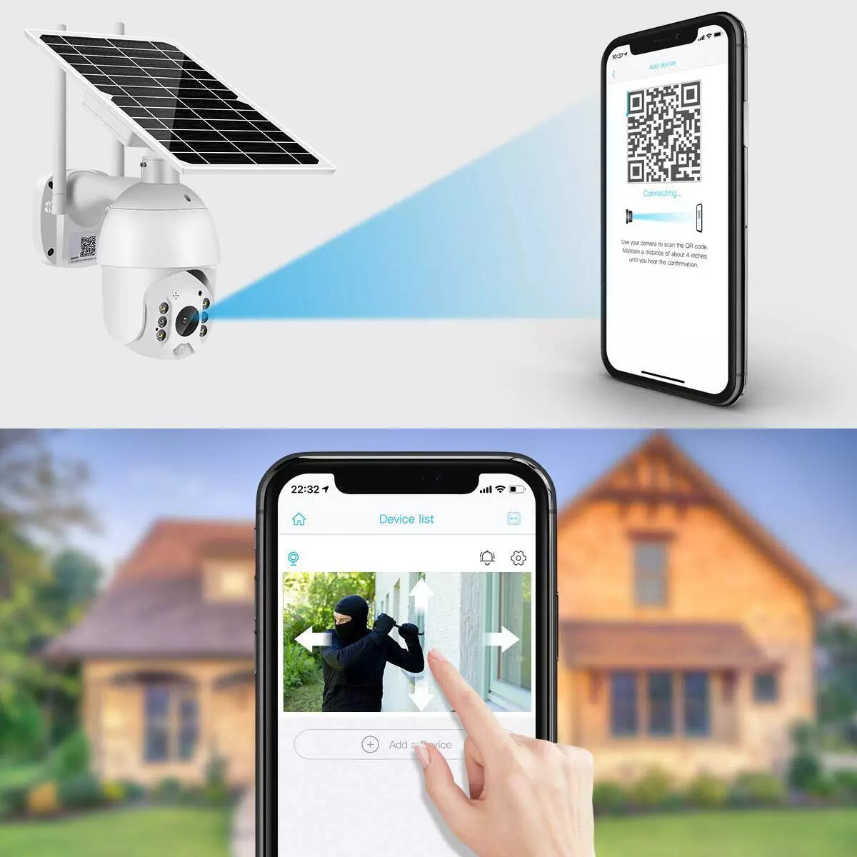 4MP 360 Degree Pan Tilt Wireless Solar Powered Security Camera with Wi-Fi